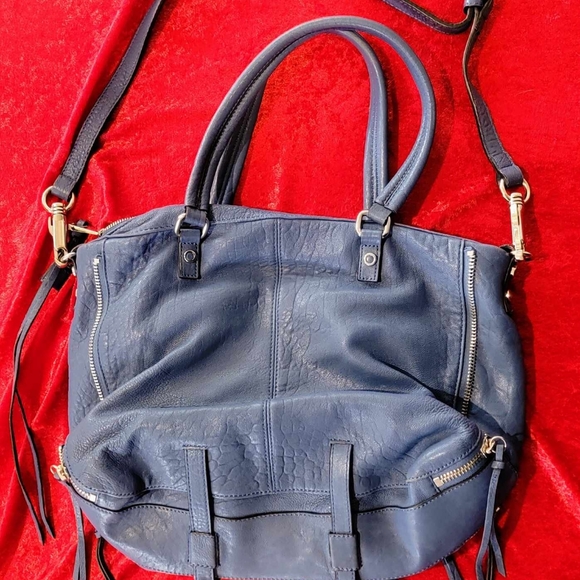 Joelle Hawkens Blue Leather Hand Bag. - Picture 3 of 4